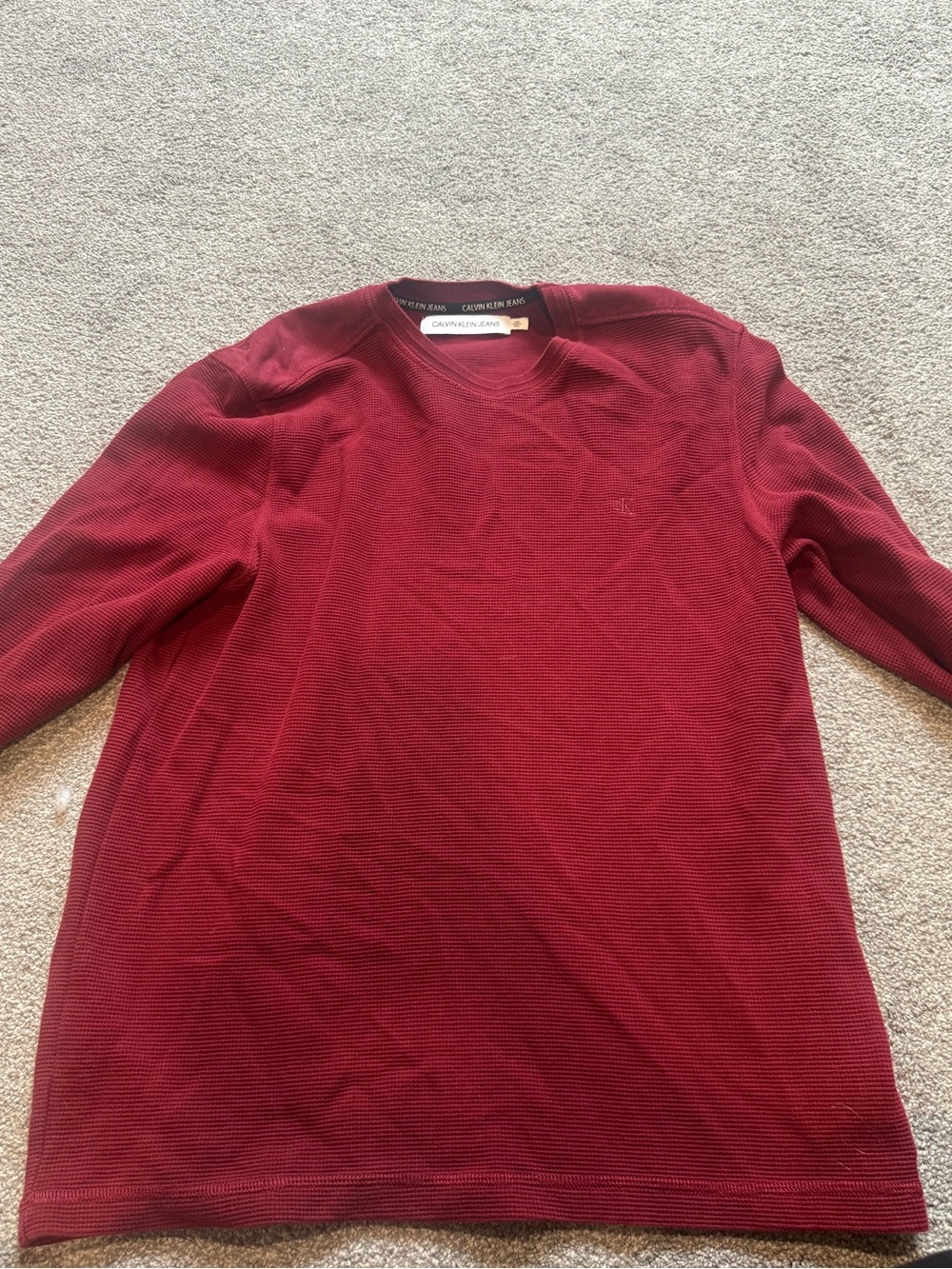 Calvin Klein Jeans Men's Burgundy Crewneck Sweater